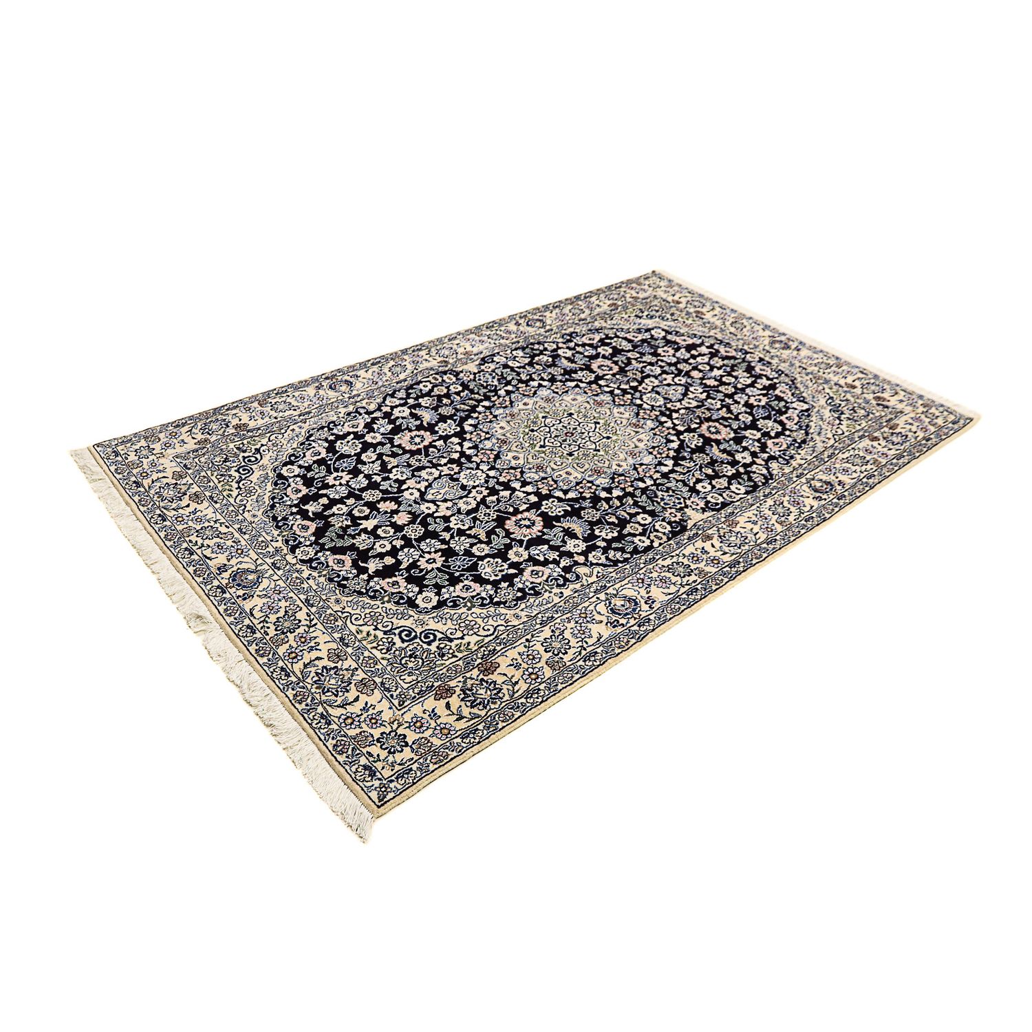 Tapis persan - Nain - Royal - 204 x 128 cm - bleu foncé