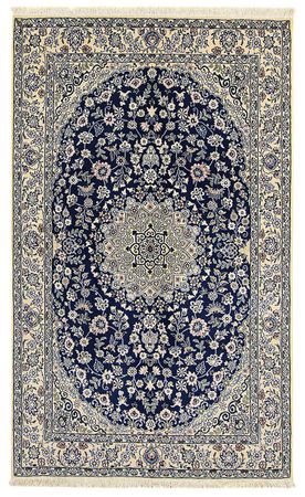 Tapis persan - Nain - Royal - 216 x 134 cm - bleu foncé