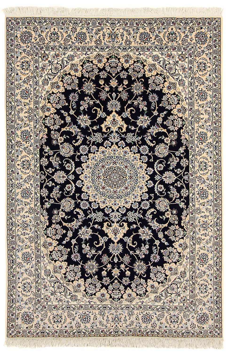 Alfombra Persa - Nain - Real - 296 x 203 cm - azul oscuro