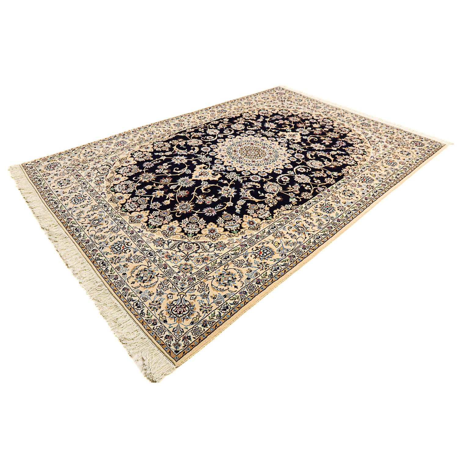 Tapis persan - Nain - Royal - 296 x 203 cm - bleu foncé