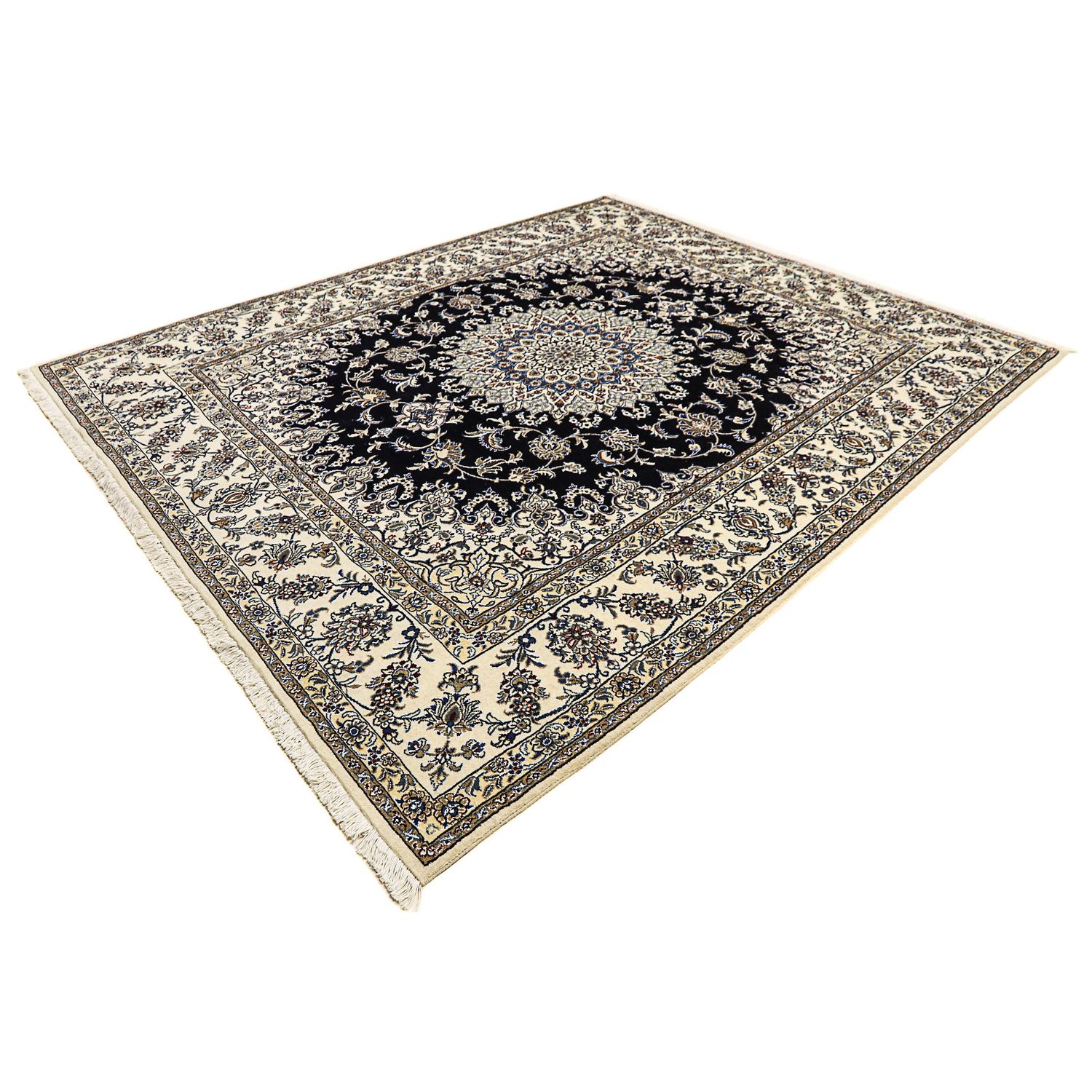 Tapis persan - Nain - 297 x 246 cm - bleu foncé