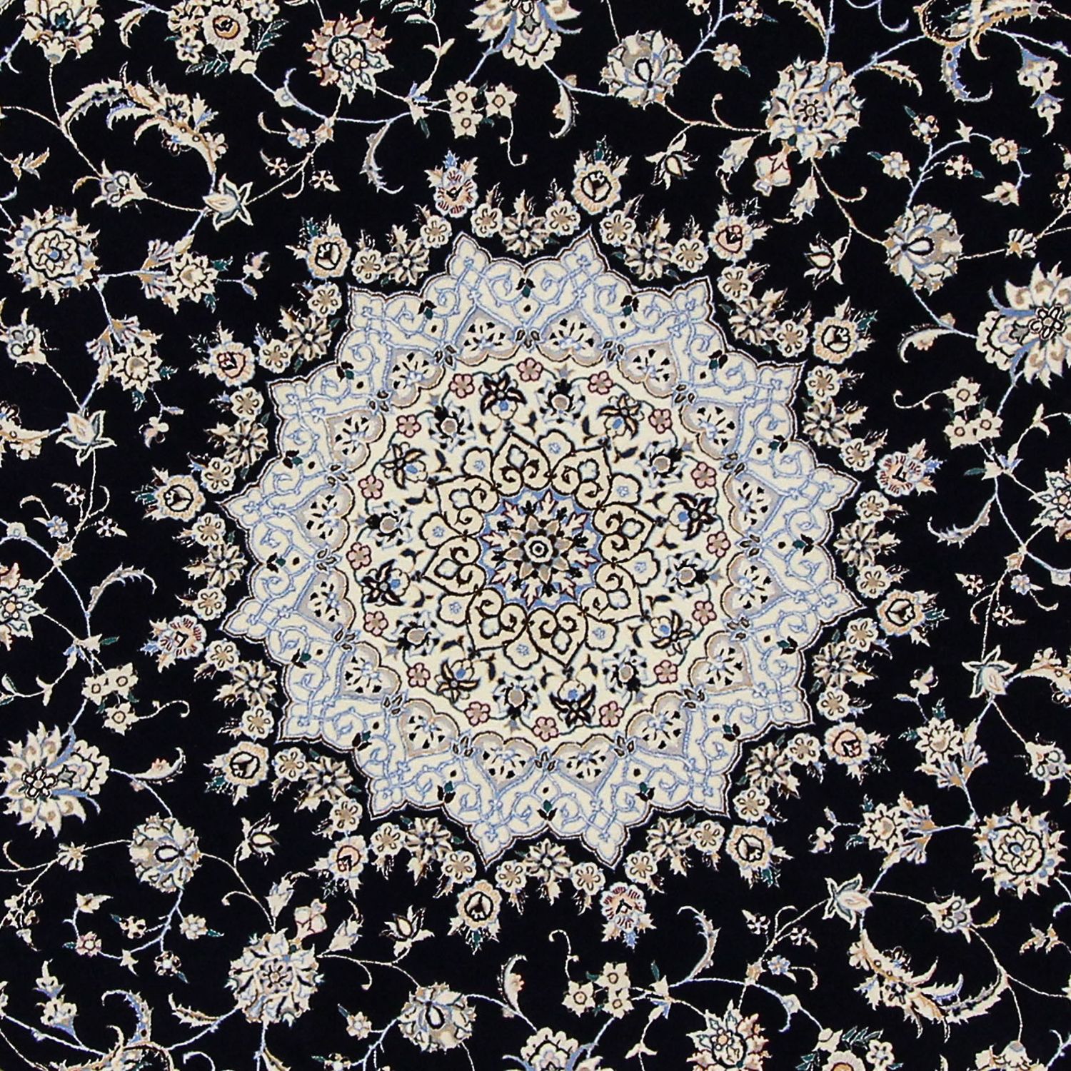 Persisk teppe - Nain - Premium rundt  - 200 x 200 cm - mørkeblå