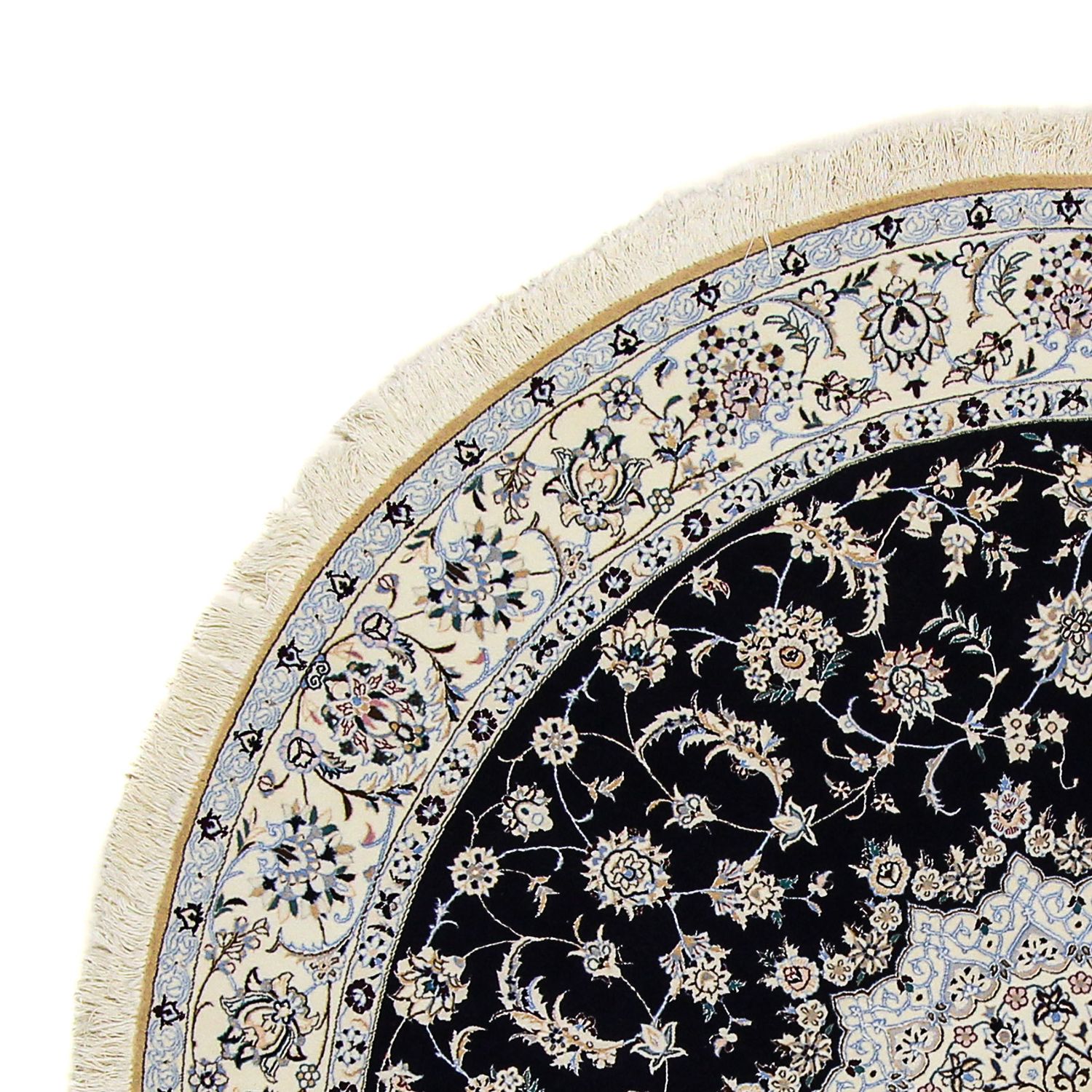 Persisk teppe - Nain - Premium rundt  - 200 x 200 cm - mørkeblå