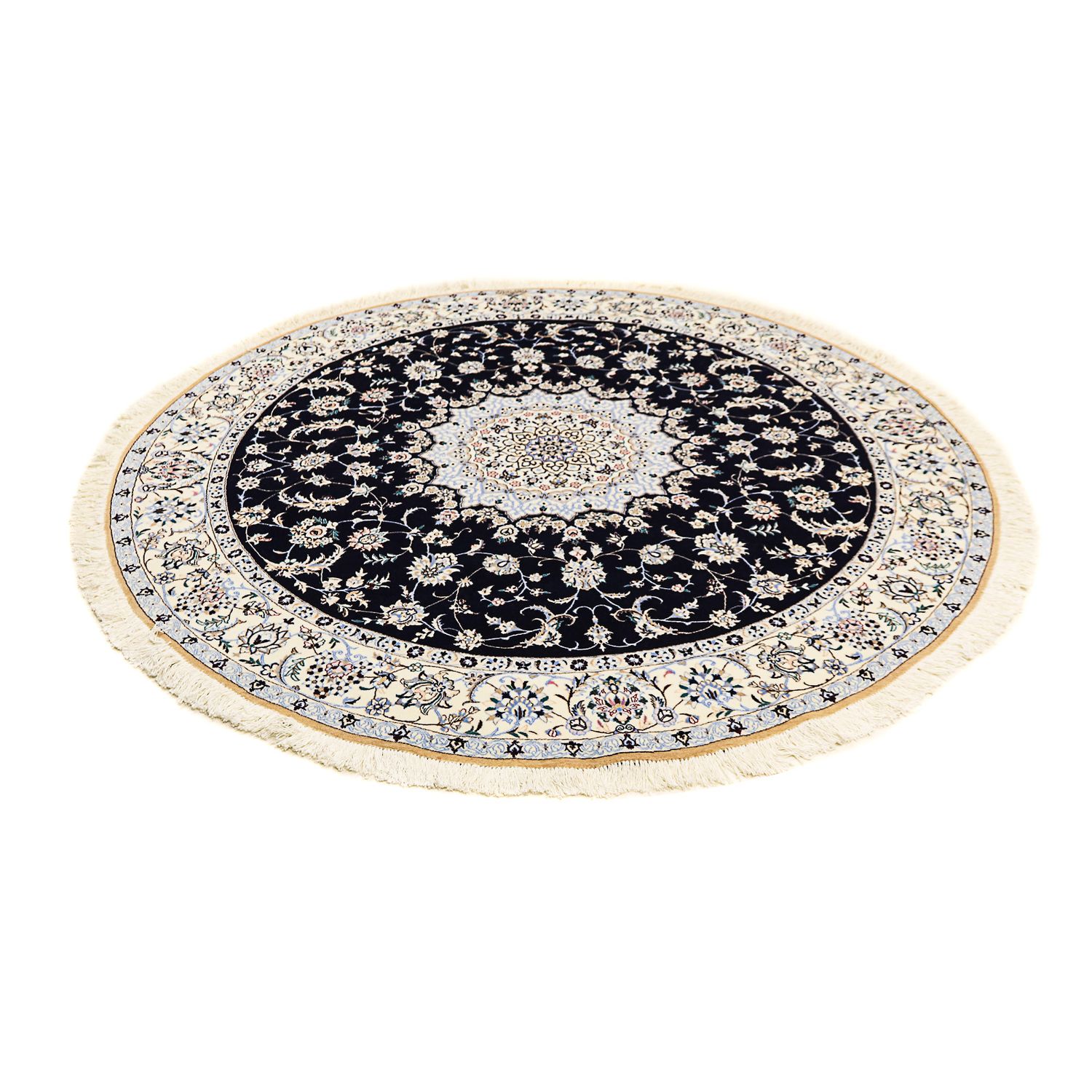 Persisk teppe - Nain - Premium rundt  - 200 x 200 cm - mørkeblå