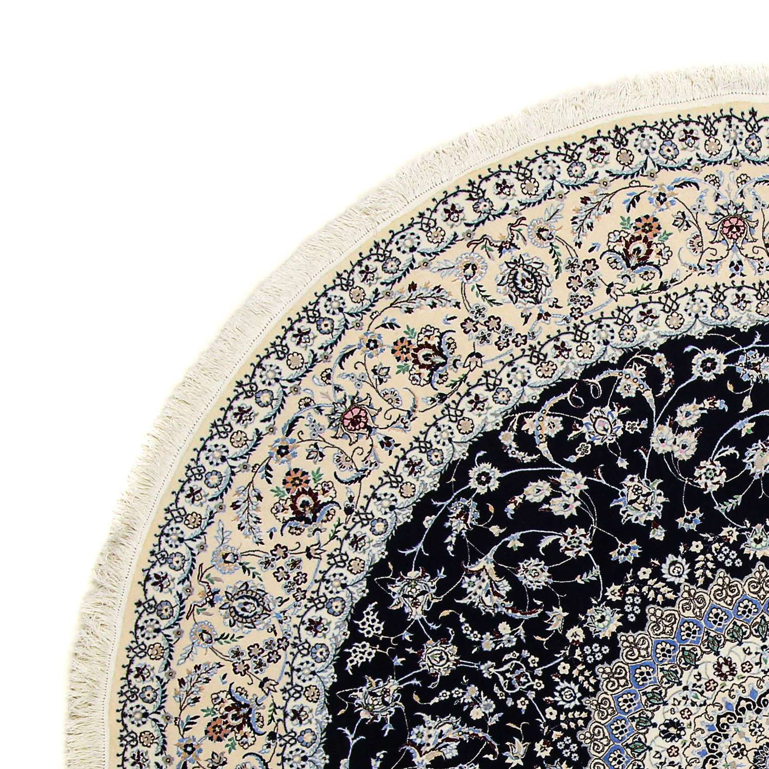 Persisk matta - Nain - Premium runt  - 250 x 250 cm - mörkblå