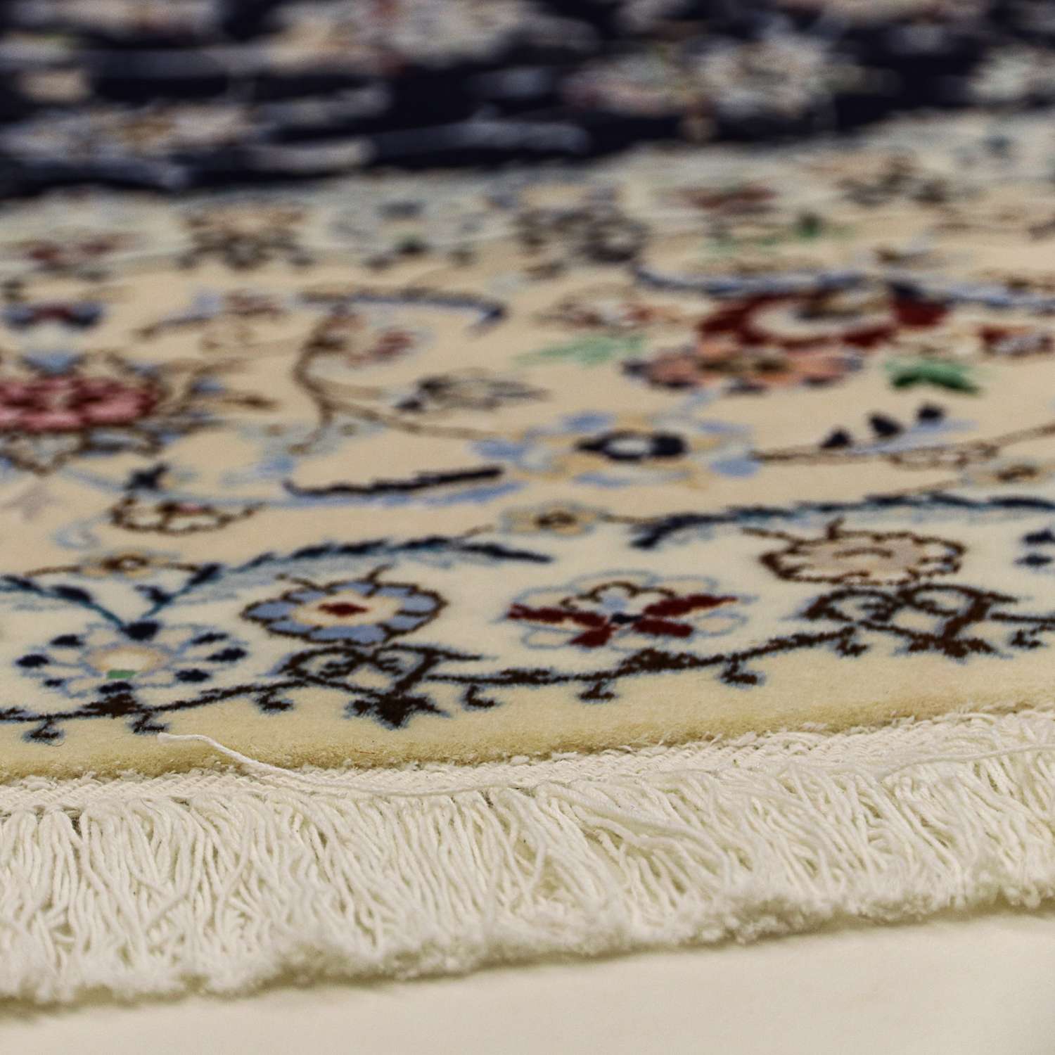 Persisk tæppe - Nain - Premium rundt  - 250 x 250 cm - mørkeblå