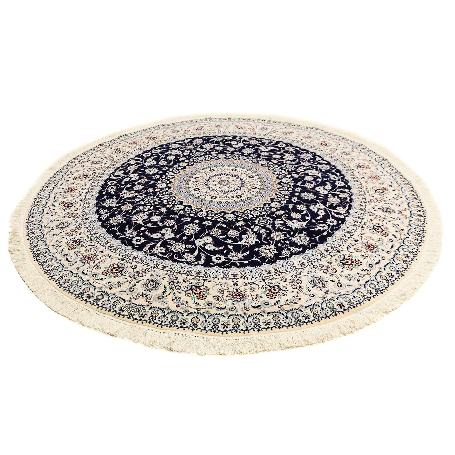 Perský koberec - Nain - Premium kulatý  - 250 x 250 cm - tmavě modrá