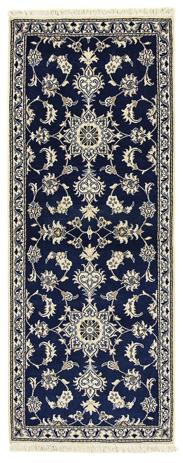 Tapis de couloir Tapis persan - Nain - 195 x 77 cm - bleu foncé