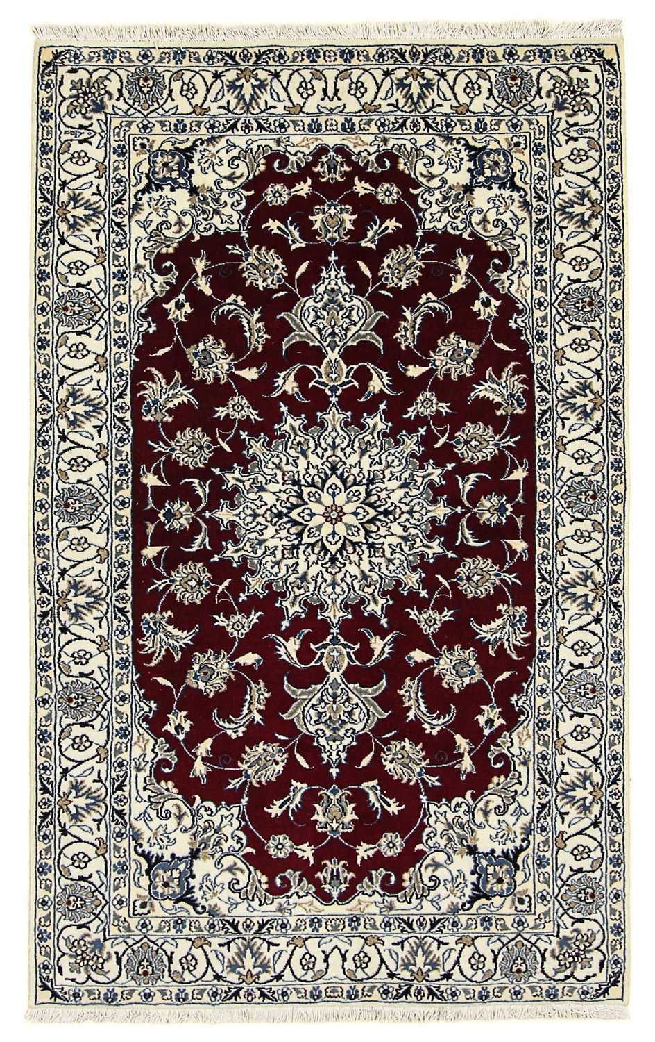 Alfombra persa - Nain - 198 x 122 cm - rojo oscuro