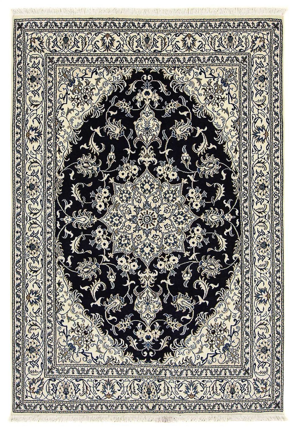 Tapis persan - Nain - 238 x 166 cm - bleu foncé