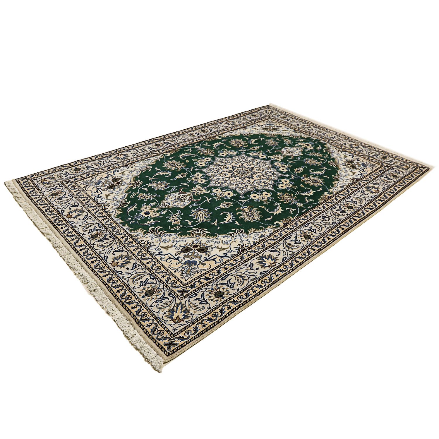 Tapis persan - Nain - 244 x 168 cm - vert foncé