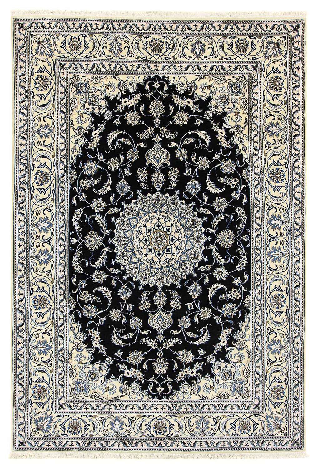 Tapis persan - Nain - 296 x 197 cm - bleu foncé