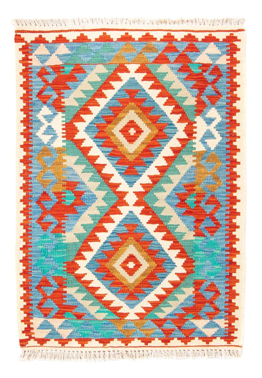 Tapis Kelim - Splash - 122 x 81 cm - bleu