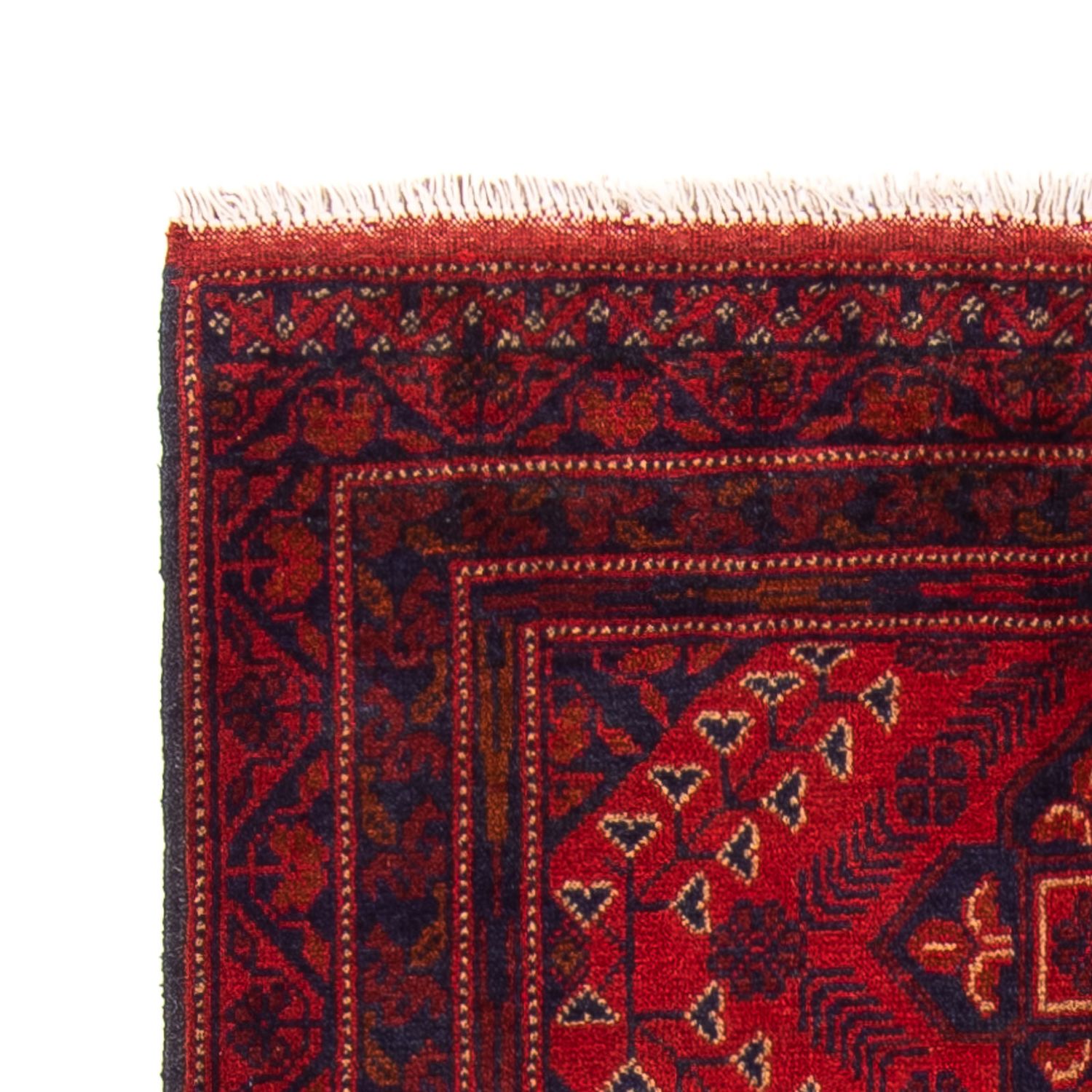 Tapis de couloir Tapis afghan - Kunduz - 199 x 79 cm - rouge foncé