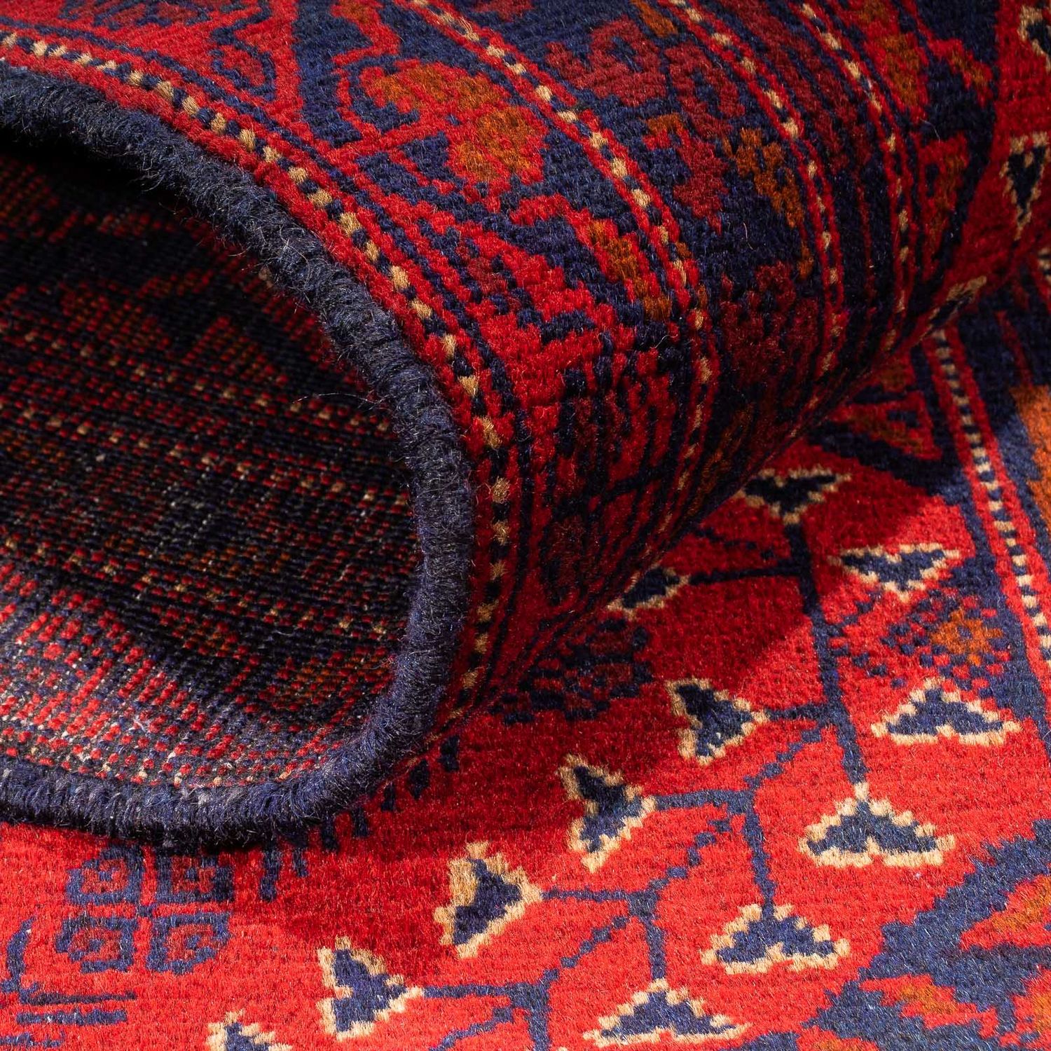 Runner Afghan Rug - Kunduz - 199 x 79 cm - dark red