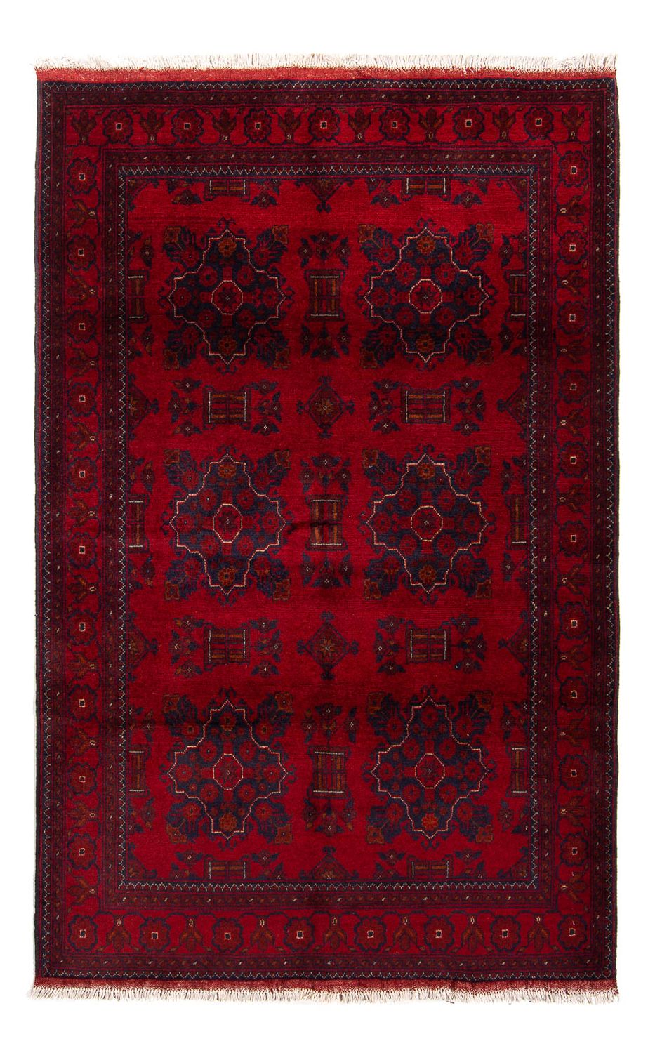 Tapete afegão - Kunduz - 219 x 126 cm - vermelho escuro