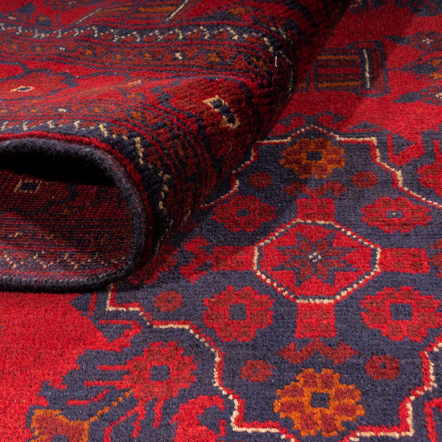 Alfombra afgana - Kunduz - 219 x 126 cm - rojo oscuro