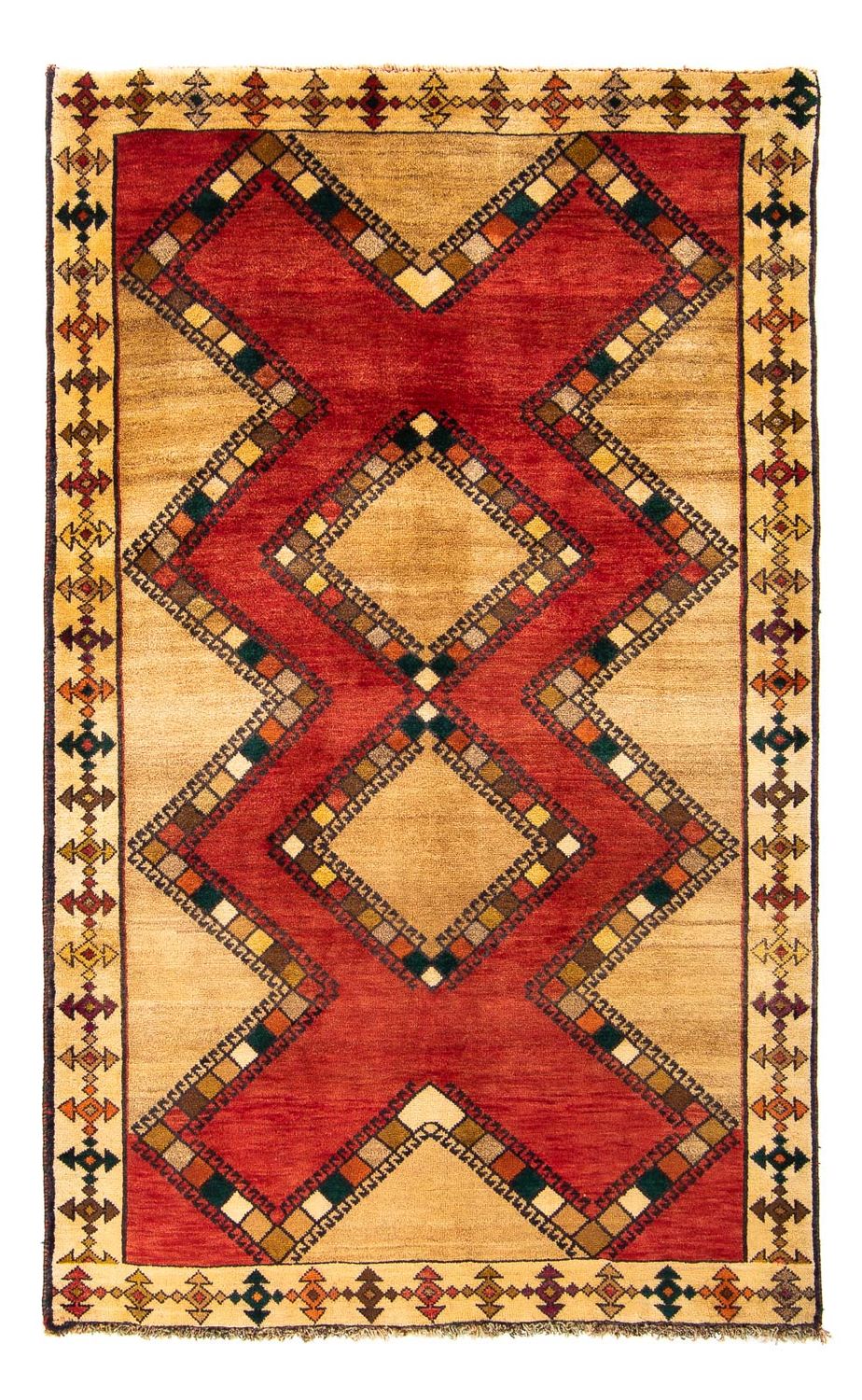 Tapete Gabbeh - Persa - 192 x 114 cm - vermelho escuro