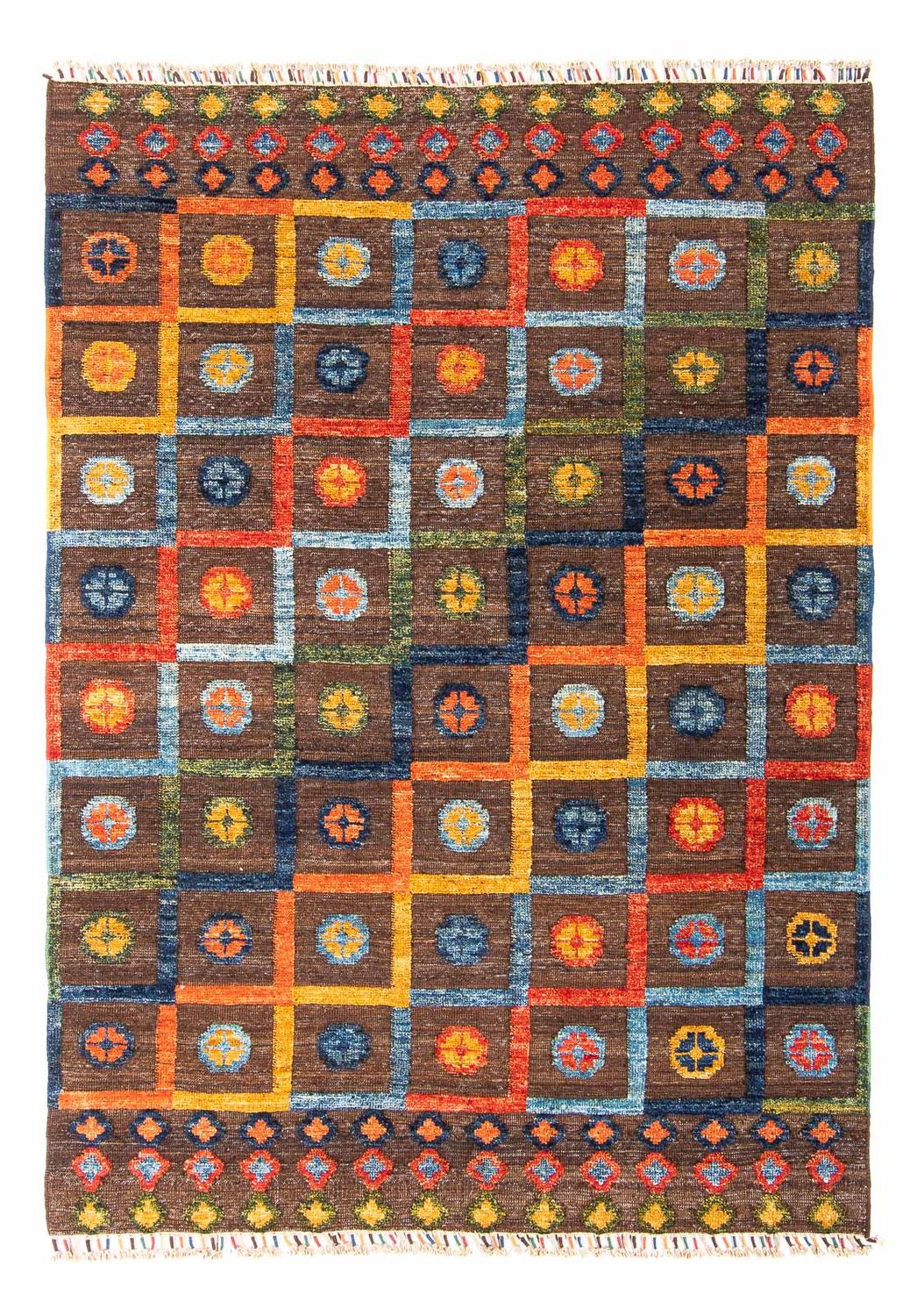 Tapis Kelim - Splash - 191 x 128 cm - marron