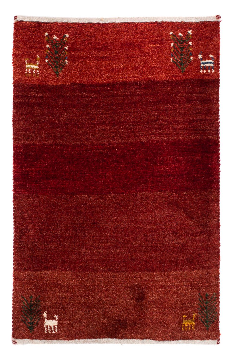 Alfombra Gabbeh - Loribaft Persa - 83 x 60 cm - rojo oscuro