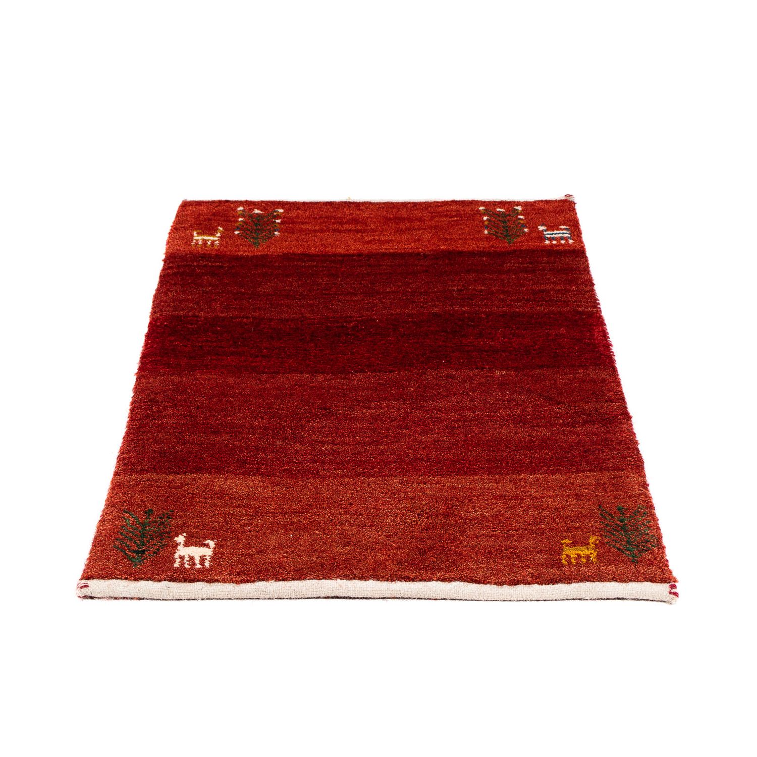 Alfombra Gabbeh - Loribaft Persa - 83 x 60 cm - rojo oscuro