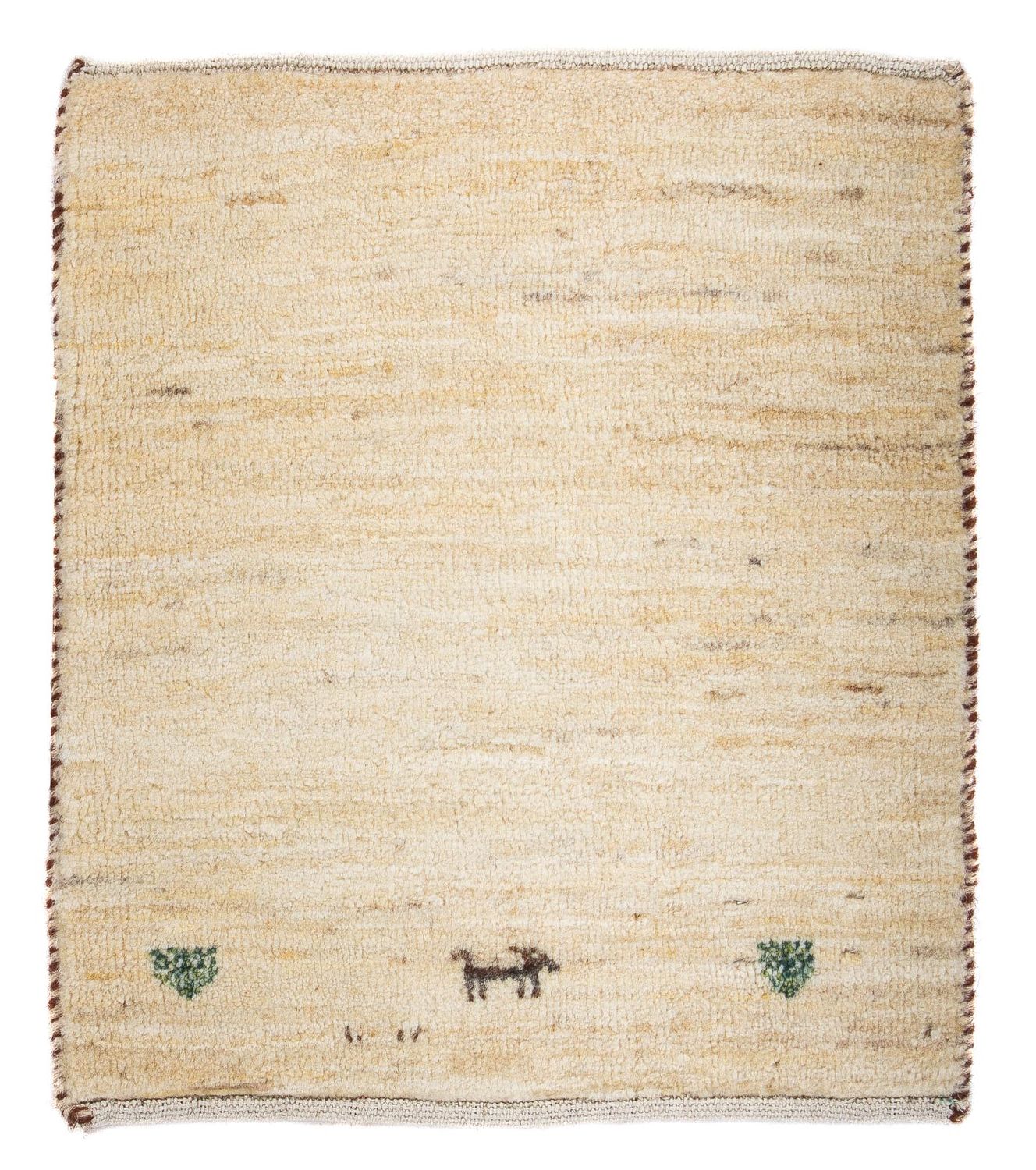 Tapis Gabbeh - Loribaft Persan carré  - 45 x 40 cm - beige