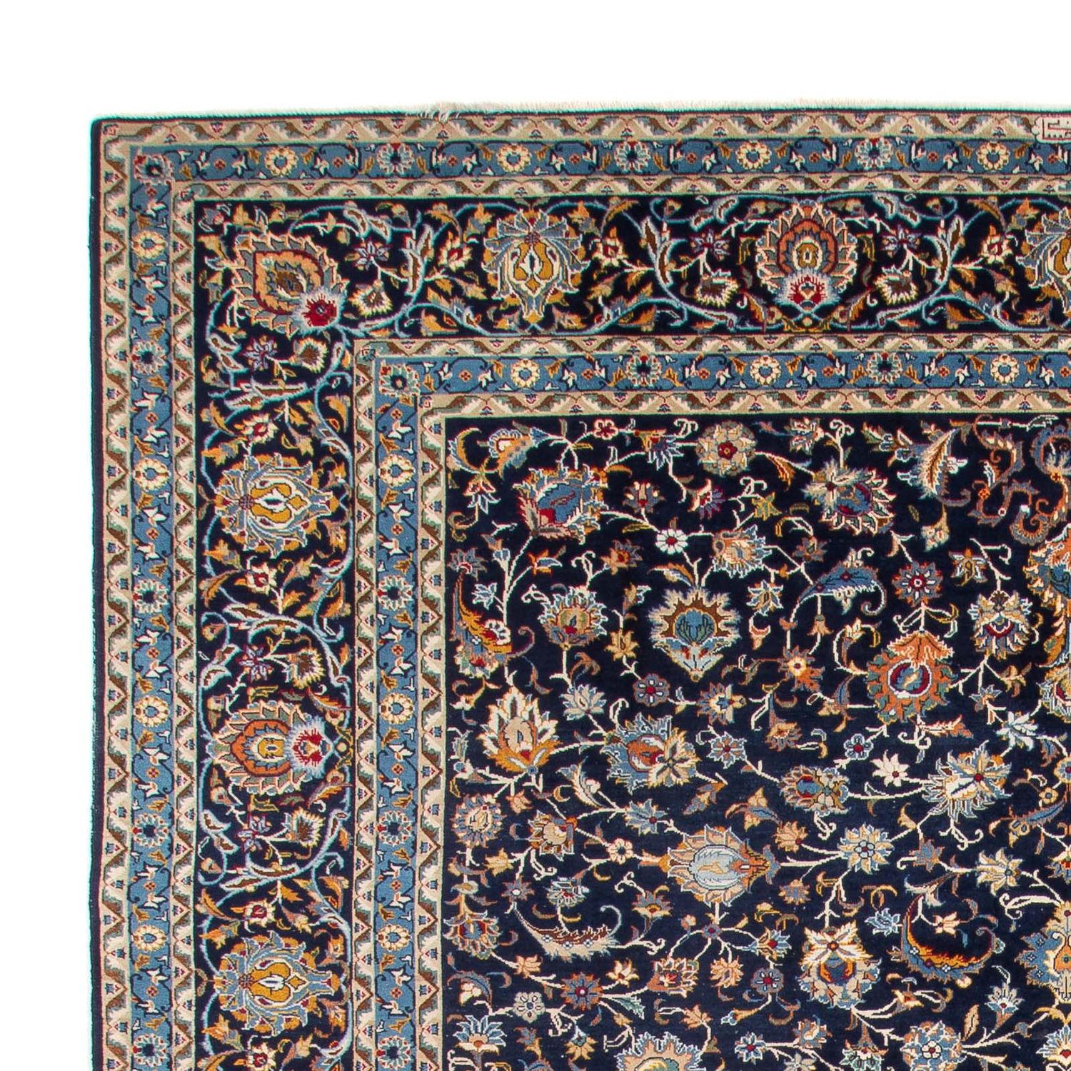 Alfombra persa - Keshan - 390 x 300 cm - azul oscuro