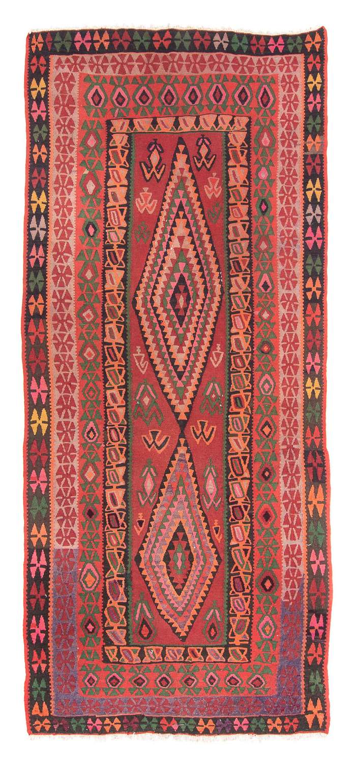 Biegacz Dywan Kelim - Stary - 355 x 150 cm - wielokolorowy