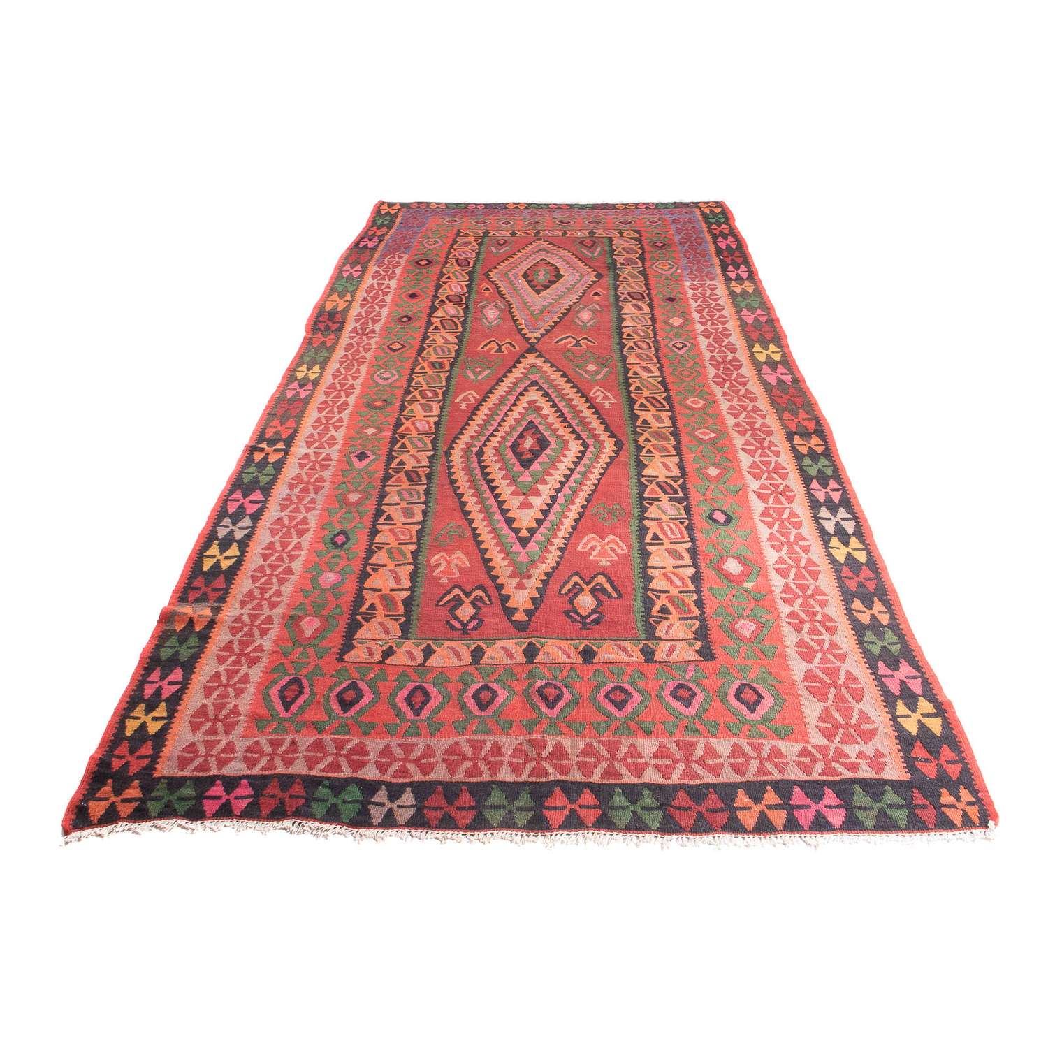 Loper Kelim tapijt - Oud - 355 x 150 cm - veelkleurig