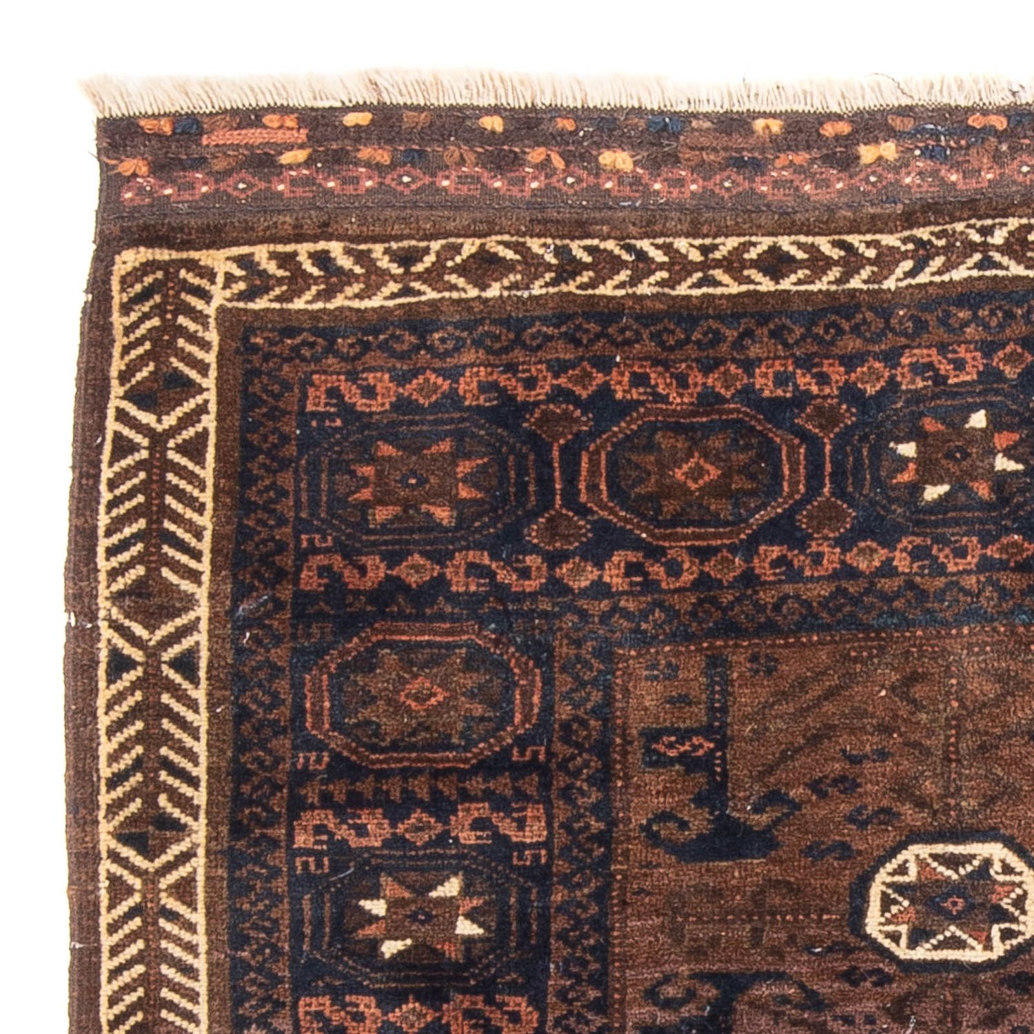 Afghan Teppich quadratisch  - 80 x 80 cm - braun