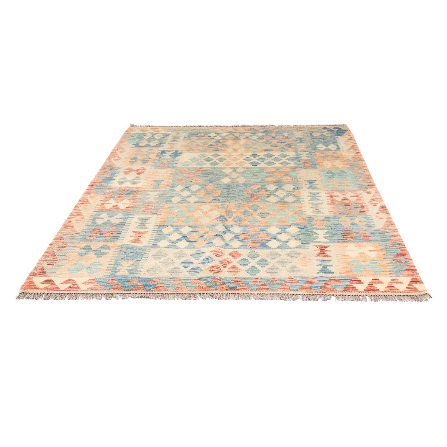 Kelim tapijt - Splash - 194 x 150 cm - veelkleurig
