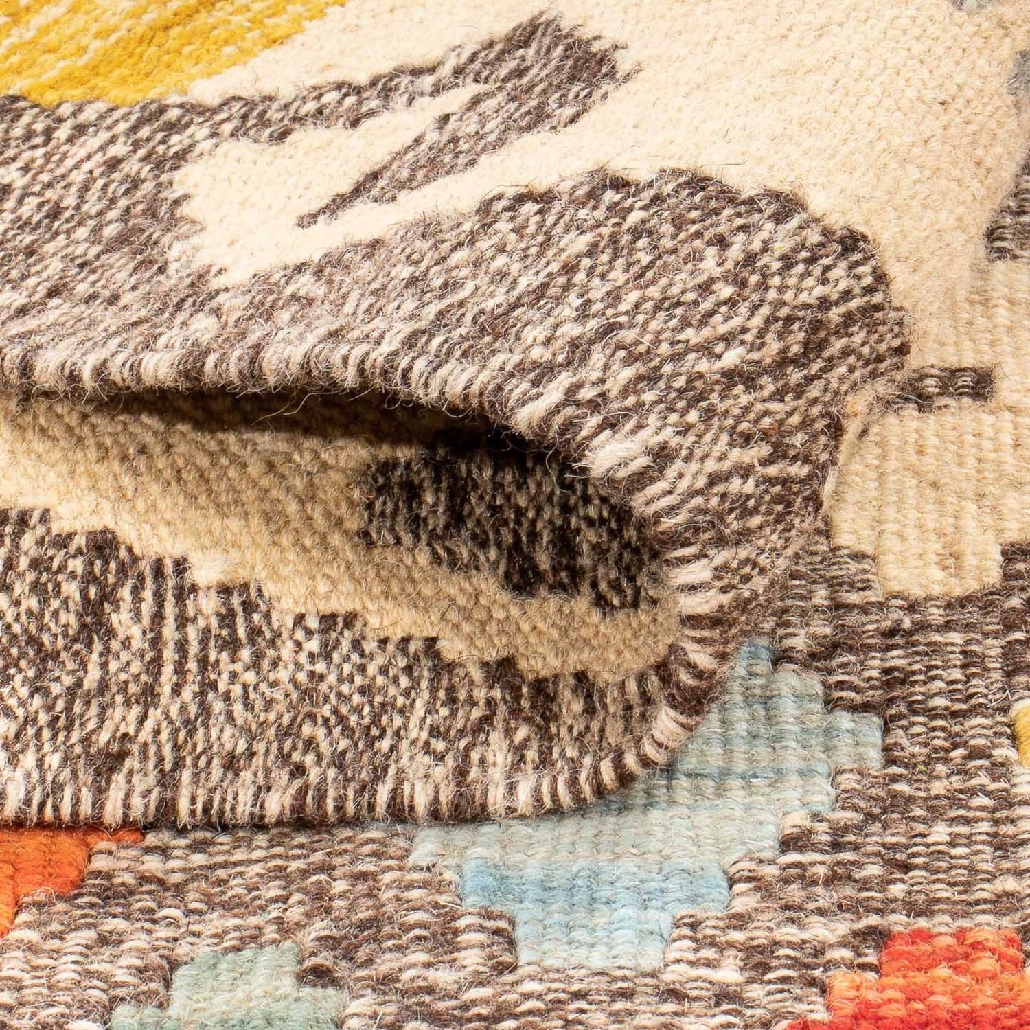 Kelim Carpet - Splash - 189 x 154 cm - flerfarvet