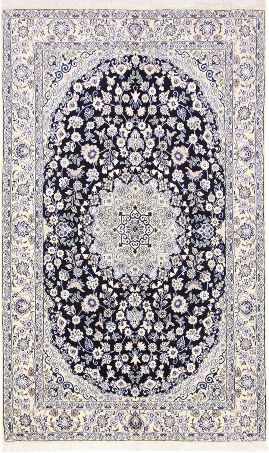 Tapis persan - Nain - Royal - 202 x 130 cm - bleu foncé