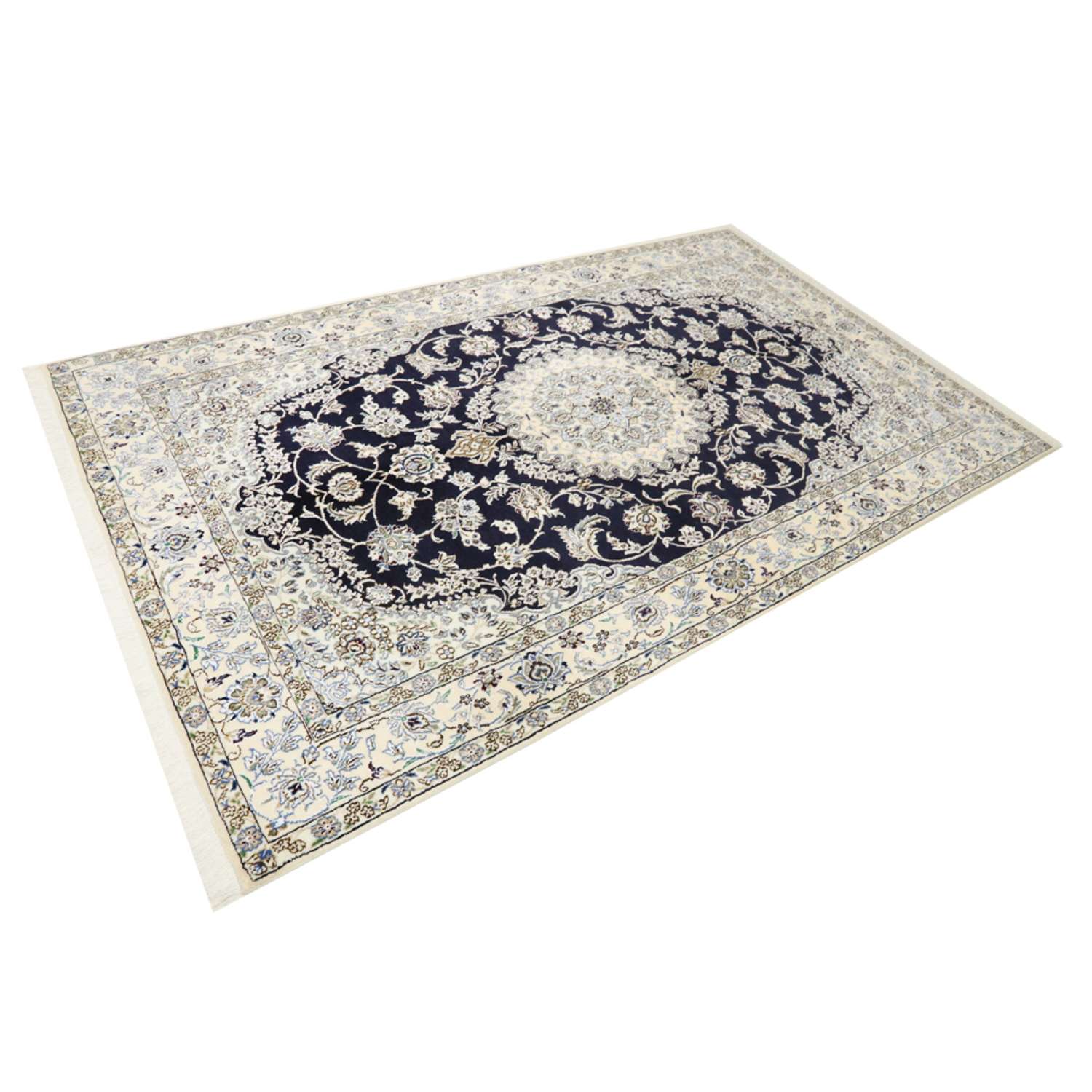 Tapis persan - Nain - Royal - 255 x 154 cm - bleu foncé