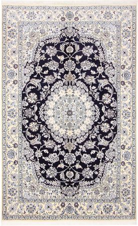 Alfombra Persa - Nain - Real - 246 x 154 cm - azul oscuro