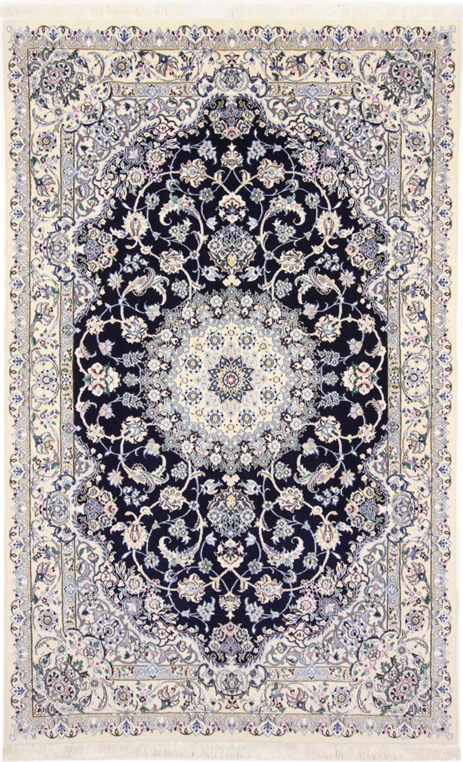 Tapis persan - Nain - Royal - 247 x 156 cm - bleu foncé