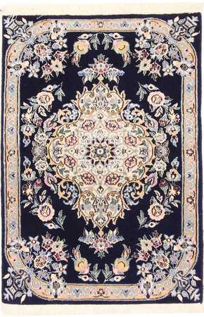 Alfombra Persa - Nain - Real - 90 x 60 cm - azul oscuro