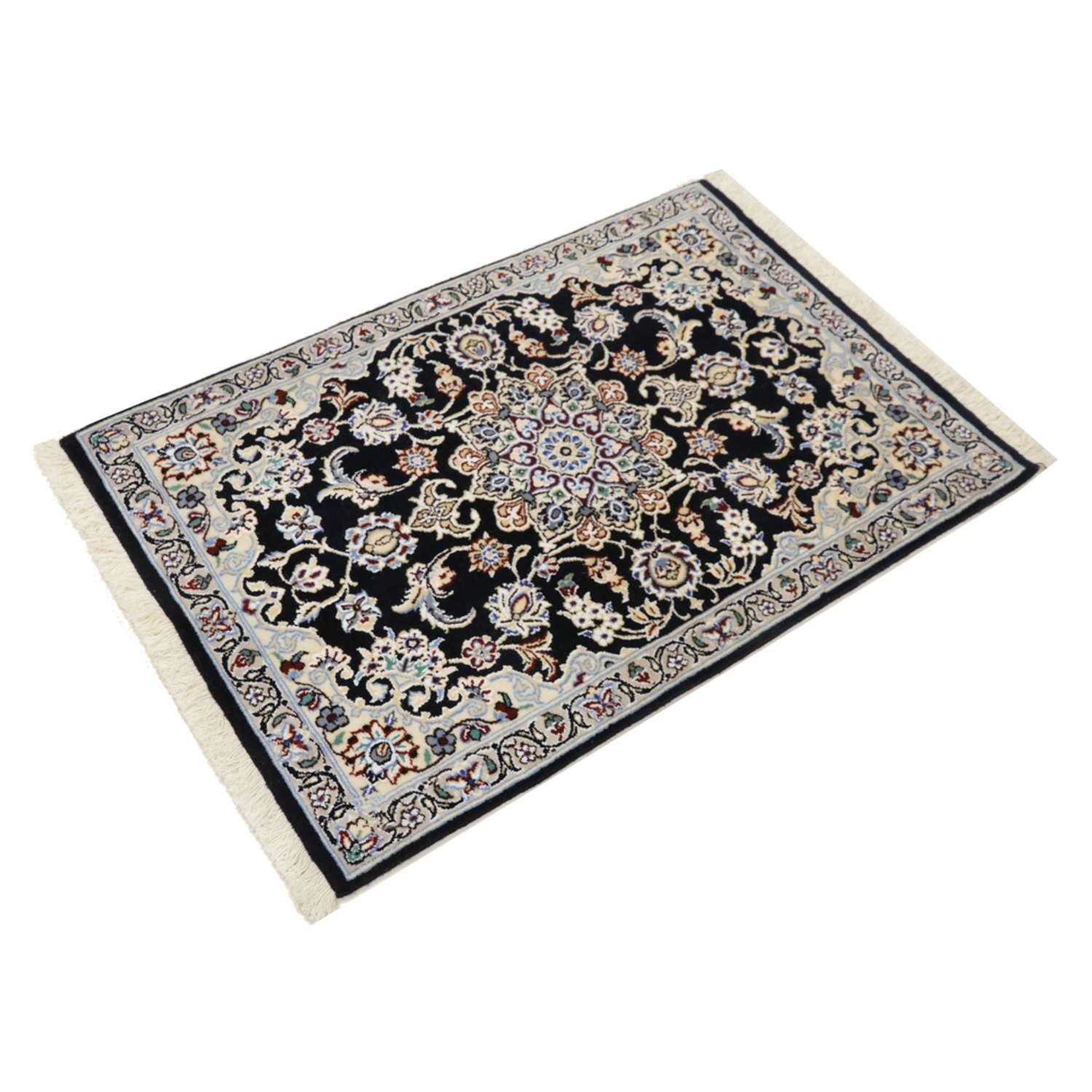 Tapis persan - Nain - Royal - 90 x 60 cm - bleu foncé