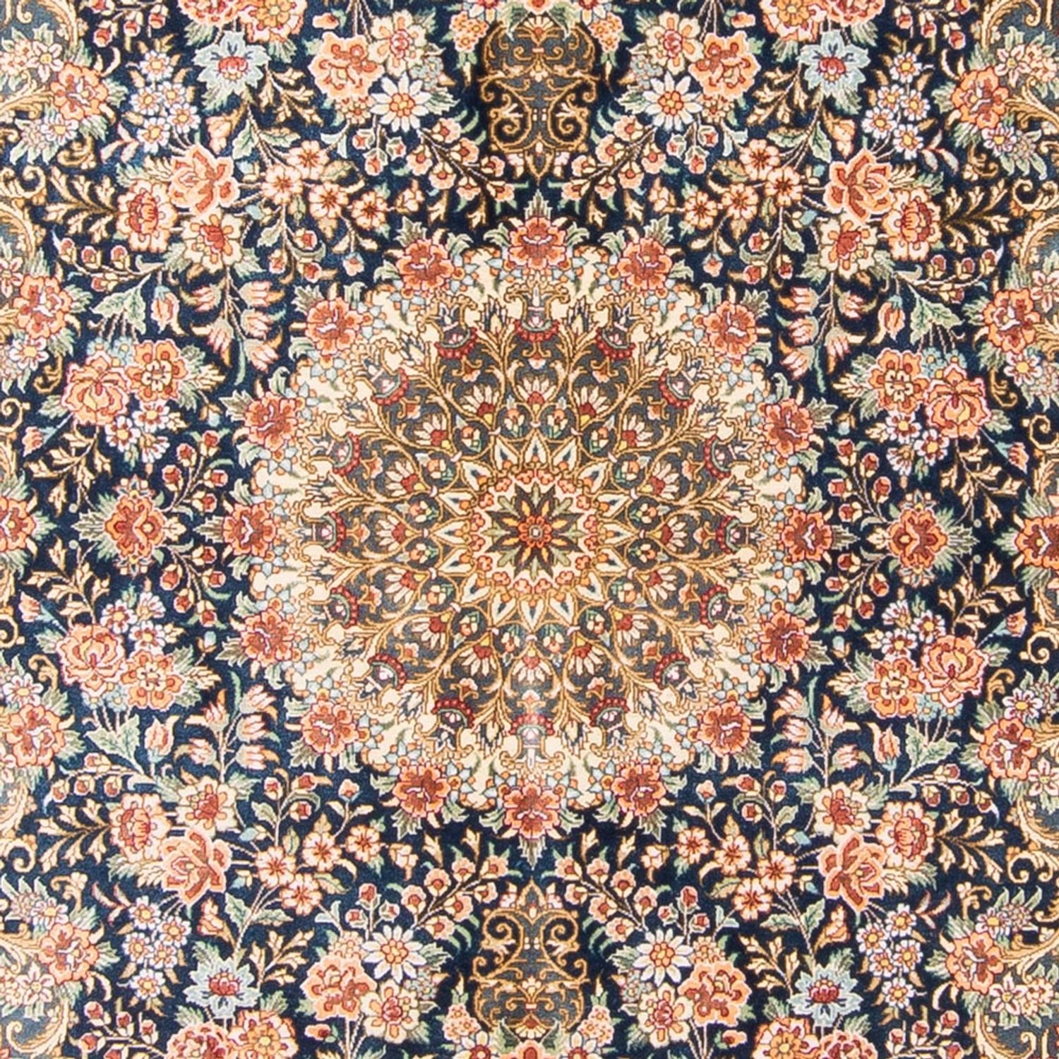 Jedwabny dywan - Ghom Silk - Premium - 152 x 100 cm - ciemnoniebieski