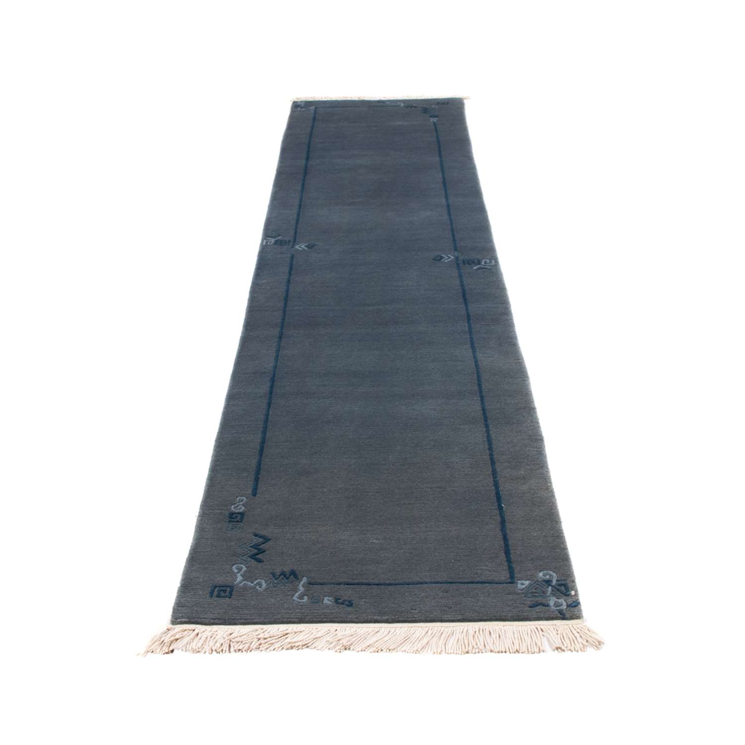 Tapis de couloir Tapis Népalais - 329 x 73 cm - bleu