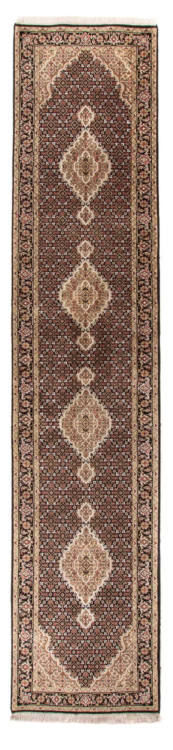 Runner Orientaliska mattor - Tabriz - 372 x 81 cm - svart