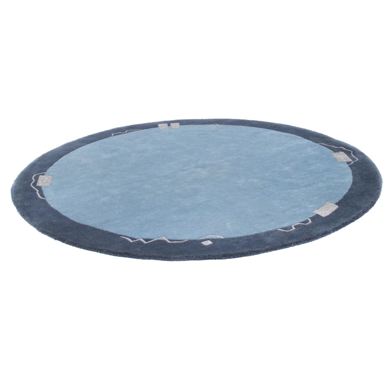 Nepal Teppich rund  - 210 x 210 cm - blau