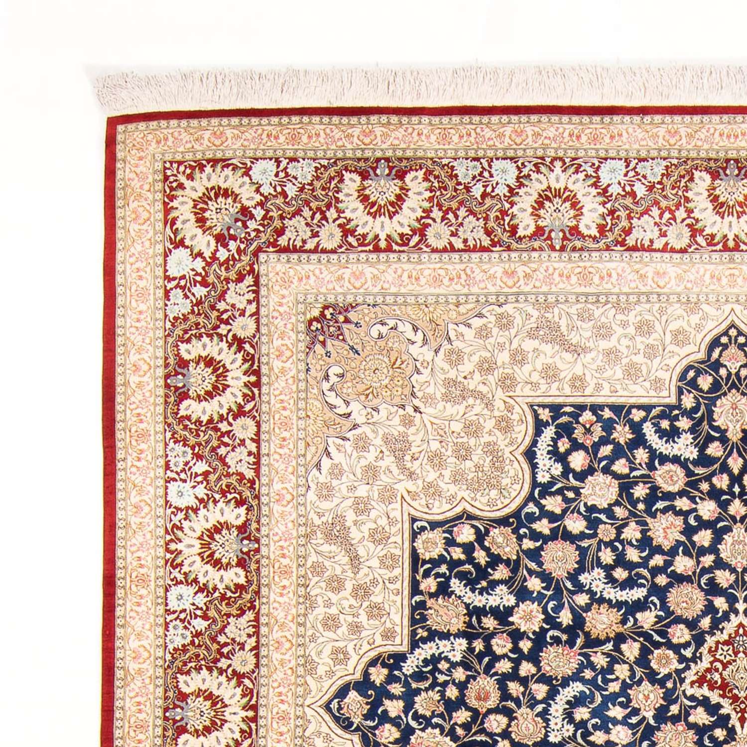 Hedvábný koberec - Ghom Silk - Premium - 287 x 196 cm - modrá