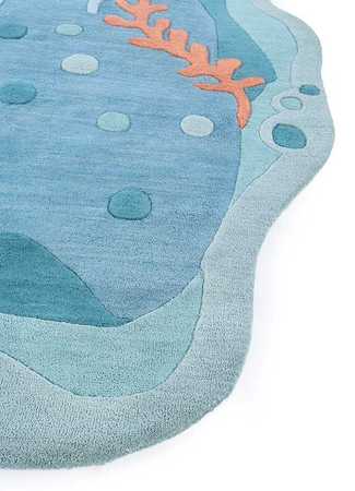 Wool Rug other shape  - 270 x 180 cm - blue