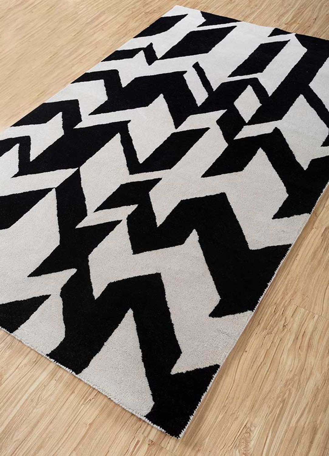 Tapis en laine - 235 x 148 cm - noir et blanc