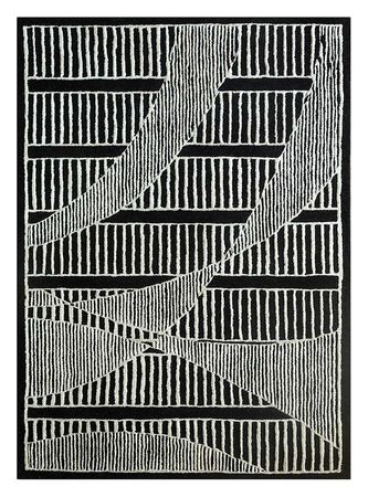 Tapete de lã - 240 x 150 cm - preto e branco