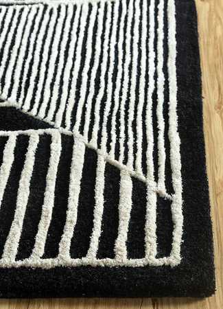 Tapis en laine - 240 x 150 cm - noir et blanc