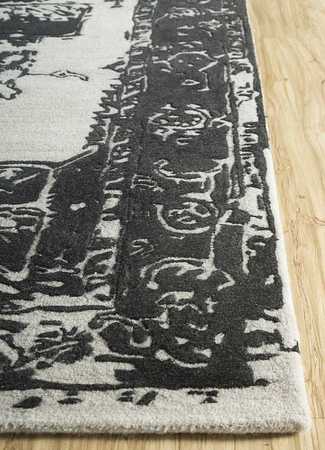 Tapis en laine - 240 x 150 cm - noir et blanc