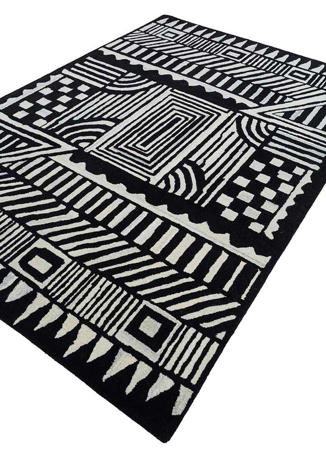 Wool Rug - 270 x 180 cm - black and white