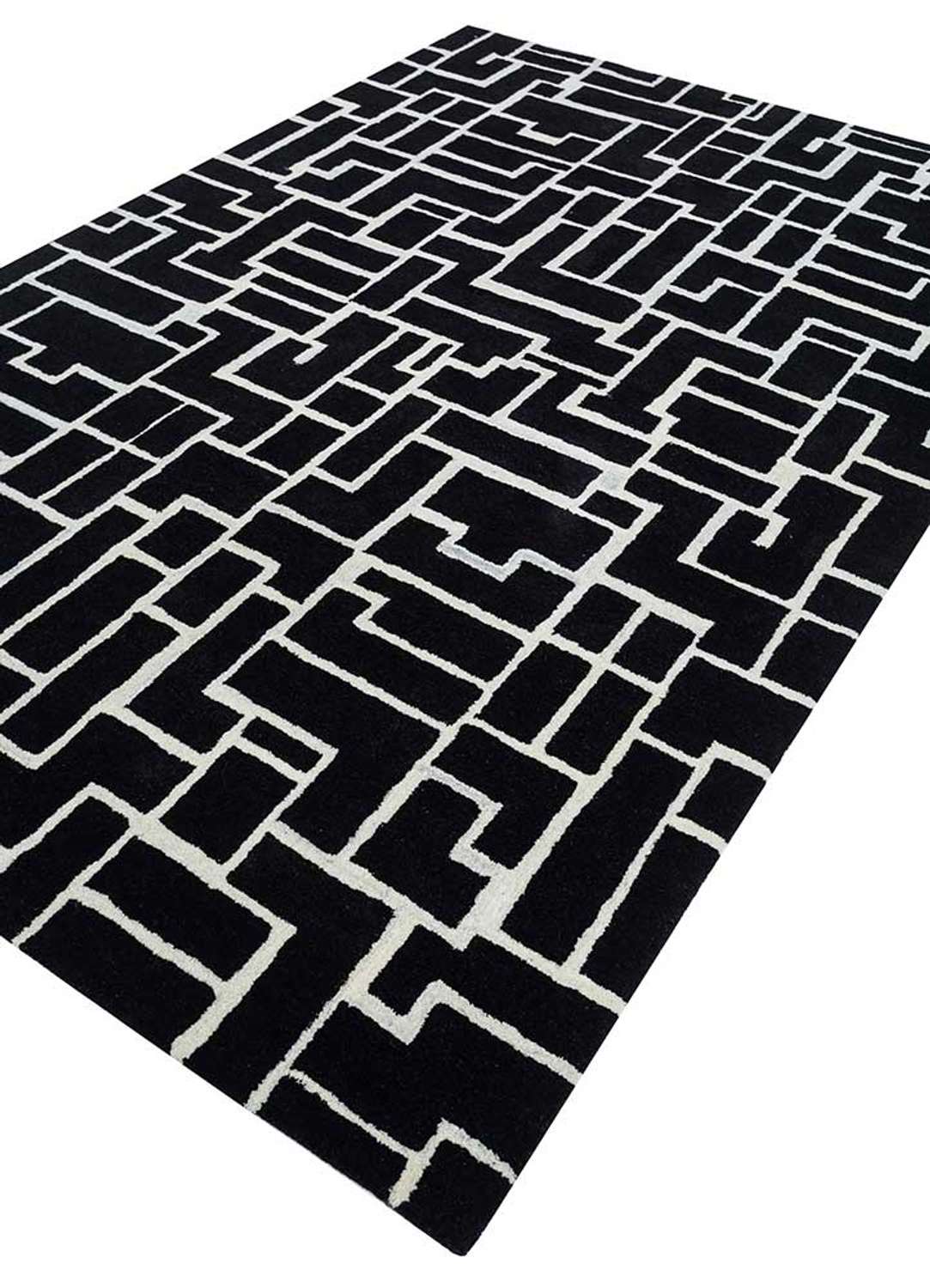 Alfombra de lana - 270 x 180 cm - blanco y negro